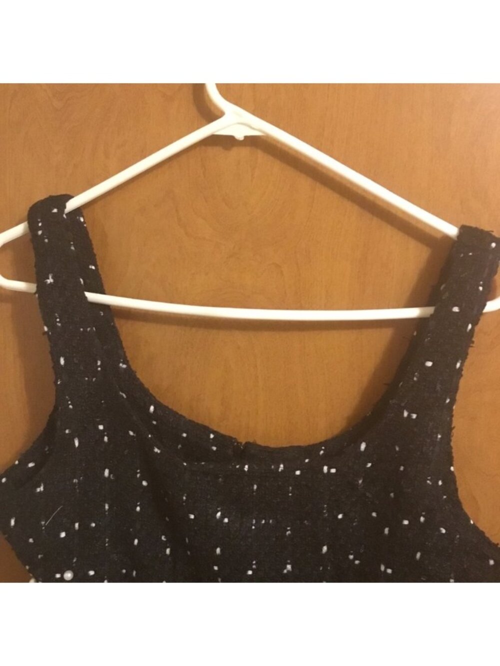 Black Texture Tweed Weave Cutout Mini Dress With Faux Pearls L - Picture 11 of 16